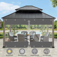 Bâche terrasse PVC à fenêtre transparente et fermeture éclair, noir ou gris, 3 tailles