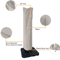 Housse de parasol déporté en tissu Oxford beige avec cordon de serrage, 2,1 à 4 m