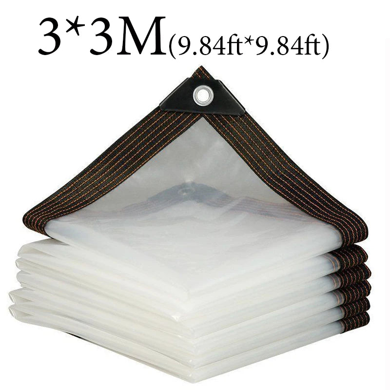 Bâche transparente imperméable avec œillets en polyéthylène de 2 x 4 à 5 x 10 m