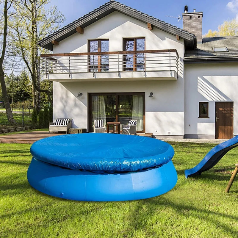 Bâche piscine hors sol ronde en polyéthylène bleu avec cordon de serrage, diamètre 1,83 m