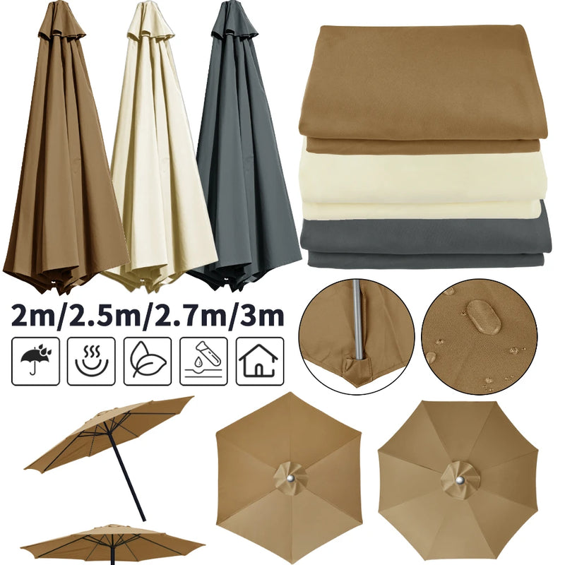 Toile de remplacement parasol 6 ou 8 baleines, imperméable anti-UV, Ø 2 à 3 m