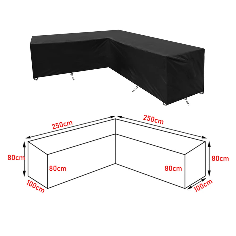 Housse de canapé d'angle de jardin imperméable en polyester, doublure anti-UV, 9 tailles