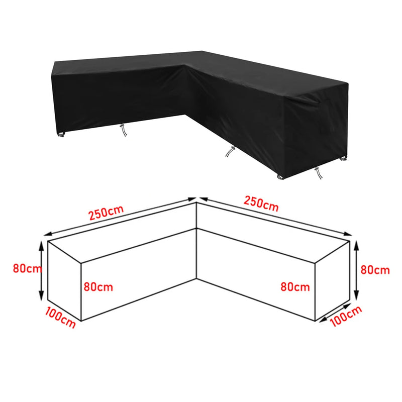 Housse de canapé d'angle de jardin imperméable en polyester, doublure anti-UV, 9 tailles