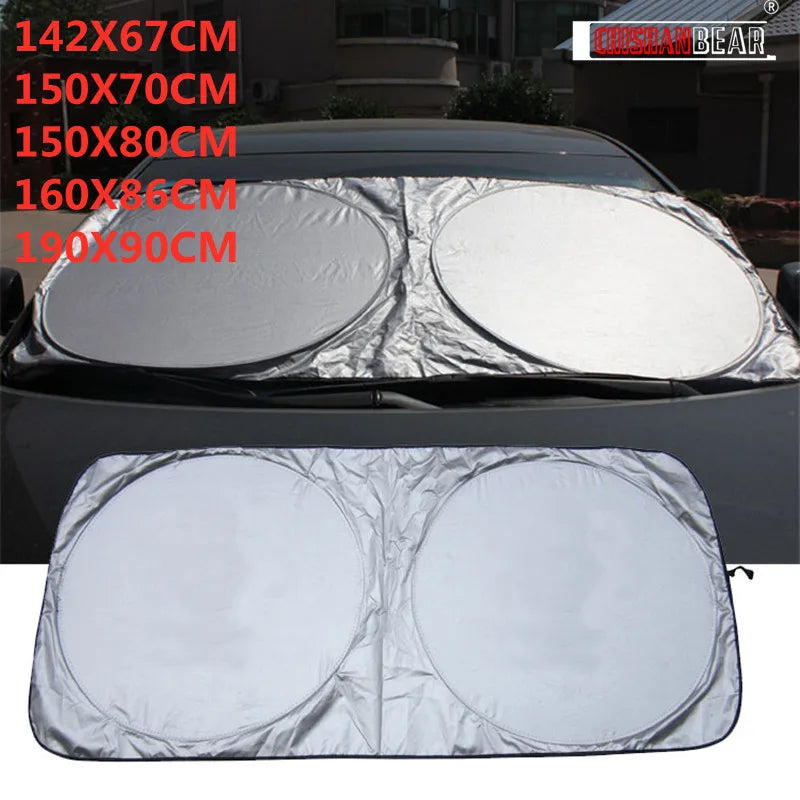 Pare-soleil voiture pliable pour pare-brise, tissu argenté anti-UV, avec sac de rangement, 142x67 à 190x90 cm