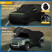 Housse voiture pour Land Rover Defender 4 portes 2020-2023, antivol, fermeture éclair, bandes réfléchissantes, noire