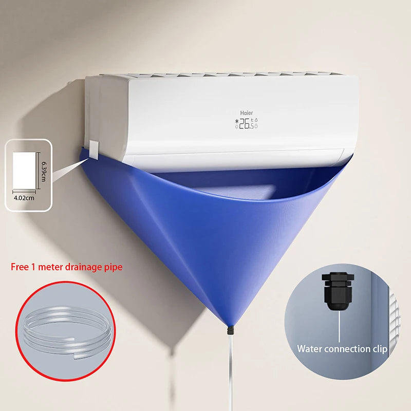 Bâche de nettoyage climatiseur mural en PEVA bleu avec tuyau d'évacuation, 5 modèles