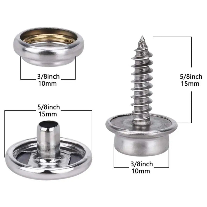 Kit boutons-pression inox pour toile de bateau, bâche et tente, 30 à 270 pièces avec outils