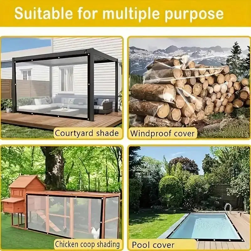 Bâche imperméable transparente en polyéthylène avec œillets pour balcon et serre, 6 tailles de 1 x 2 à 3 x 6 m