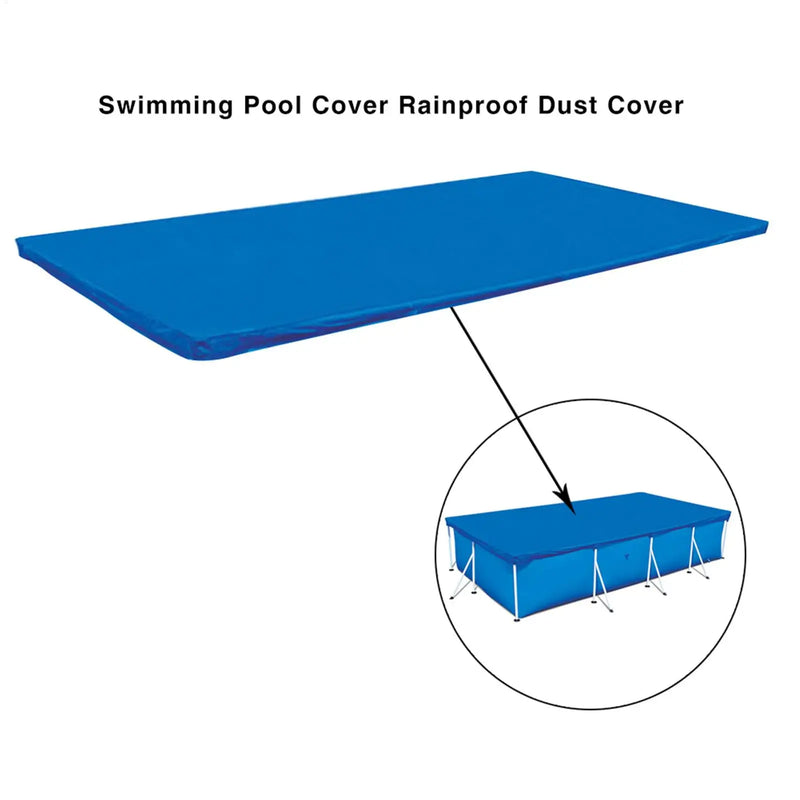 Couverture de piscine rectangulaire bleue d'hiver en polyester tissé, anti-feuilles et anti-poussière, 3 tailles