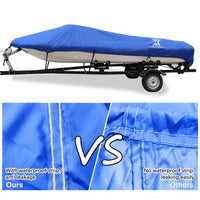 Housse bateau coque en V imperméable polyester Oxford 300D bleue, 530 x 290 cm