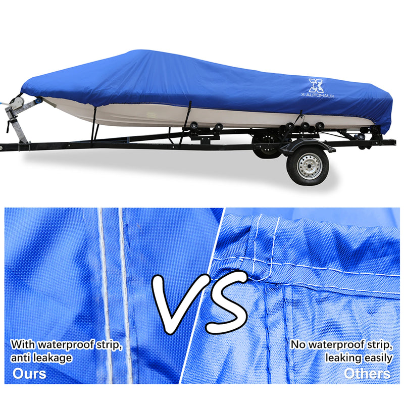 Housse bateau coque en V imperméable polyester Oxford 300D bleue, 530 x 290 cm