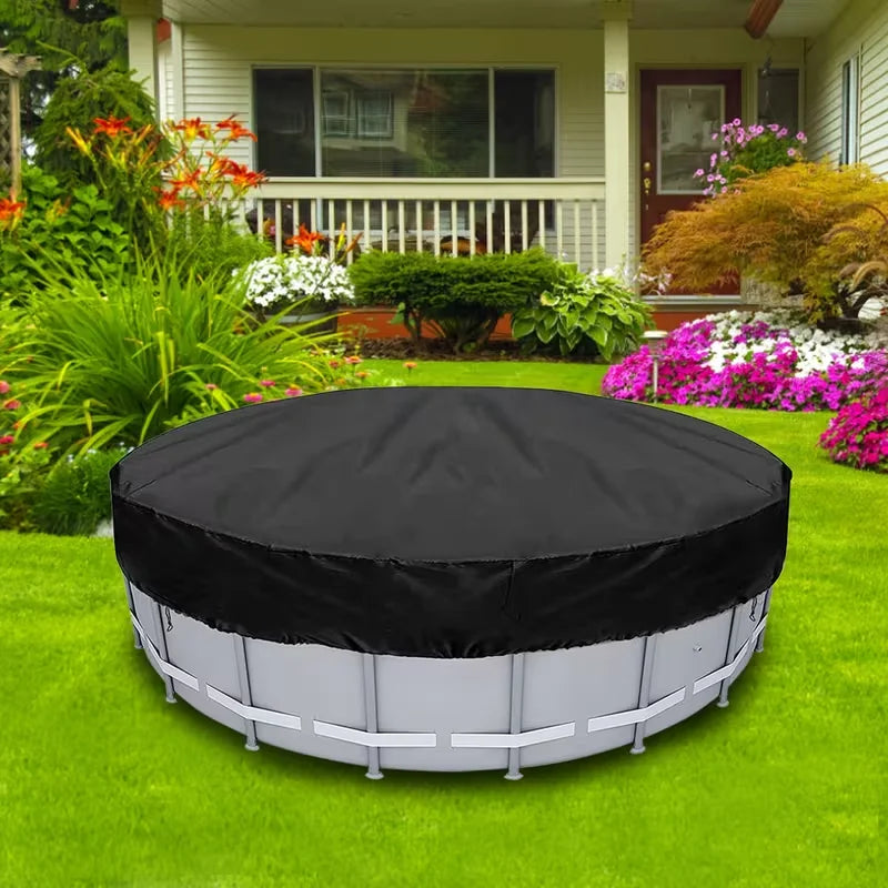 Bâche piscine ronde noire 210D à cordon de serrage, pour bassins de 1,8 à 5,4 m