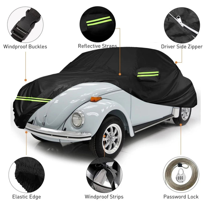 Housse voiture pour Volkswagen Coccinelle Beetle 1960-1980, noire, taffetas 210T imperméable