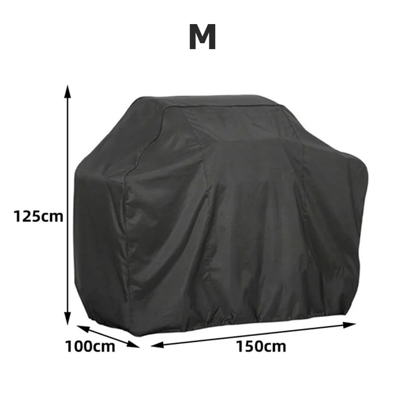Housse de barbecue imperméable à revêtement PVC, anti-UV, 8 tailles, noir