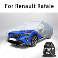 Housse voiture pour Renault Rafale argentée avec protection solaire, anti-rayures et sac de rangement