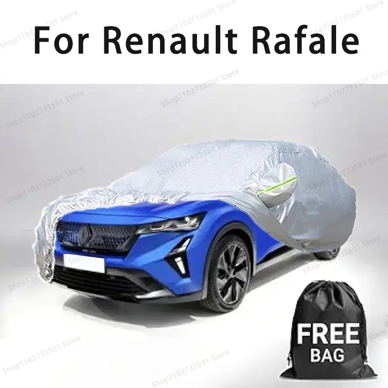 Housse voiture pour Renault Rafale argentée avec protection solaire, anti-rayures et sac de rangement