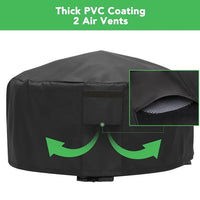 Housse brasero ronde imperméable polyester 600D enduit PVC, anti-UV, 12 tailles de 71 à 127 cm