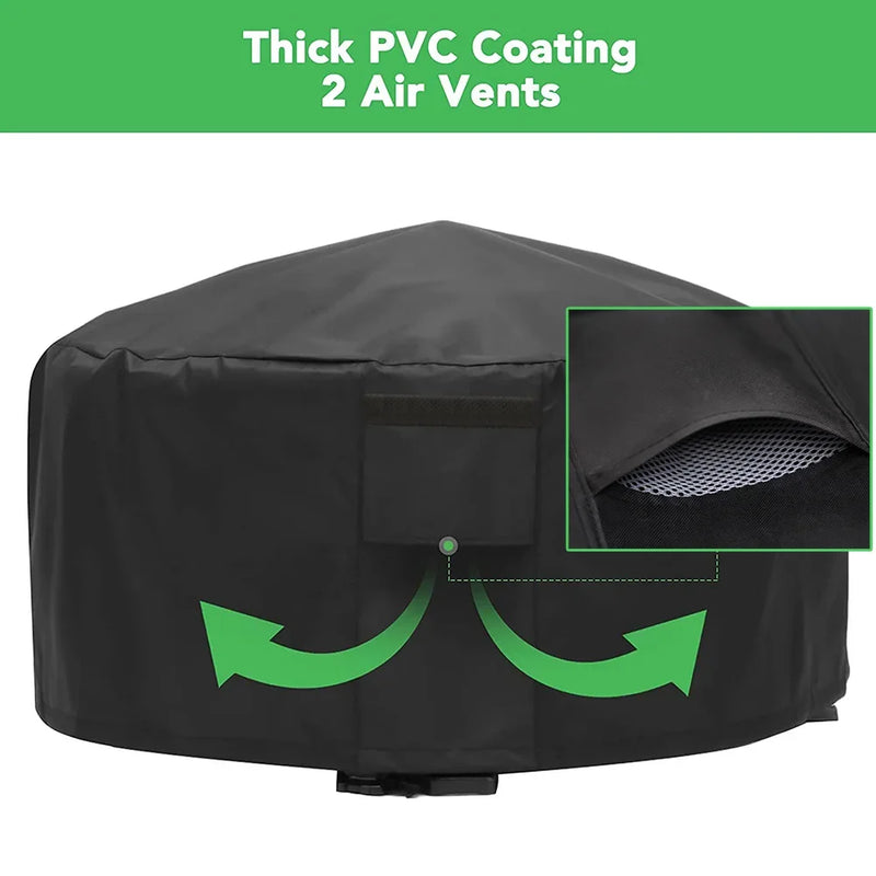 Housse brasero ronde imperméable polyester 600D enduit PVC, anti-UV, 12 tailles de 71 à 127 cm