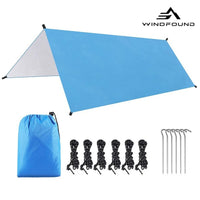 Bâche de camping imperméable en polyester 3 x 3 m avec cordes et piquets