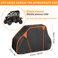 Housse UTV pour Honda Pioneer 500, Oxford 210D-PU imperméable, 270 x 127 x 180 cm