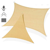 Voile d'ombrage rectangulaire ou triangulaire imperméable anti-UV, 12 tailles, coloris sable