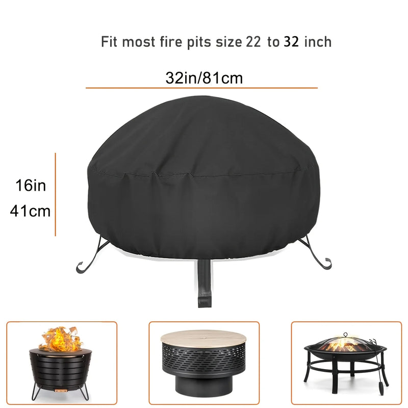 Housse brasero ronde en polyester imperméable, 5 tailles de 58 à 127 cm