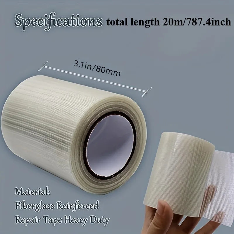 Bande adhésive de réparation translucide pour auvent, tente et bâche, 8 cm x 20 m