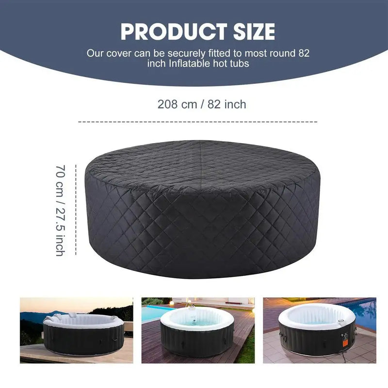 Housse spa gonflable ronde matelassée noire, Ø 208 cm et hauteur 70 cm