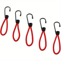 Sandow rouge avec crochet métallique en spirale, 15 cm, lot de 5 pour bâche et tente