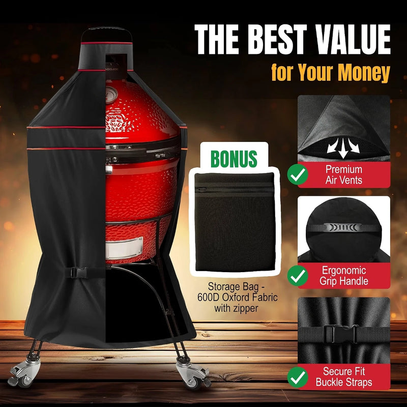 Housse barbecue pour Big Green Egg Large et XL et Kamado Joe Classic, Oxford 600D imperméable