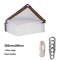 Bâche transparente épaisse avec œillets, corde et 4 mousquetons pour enclos de patio, de 2 x 2 à 4 x 4 m