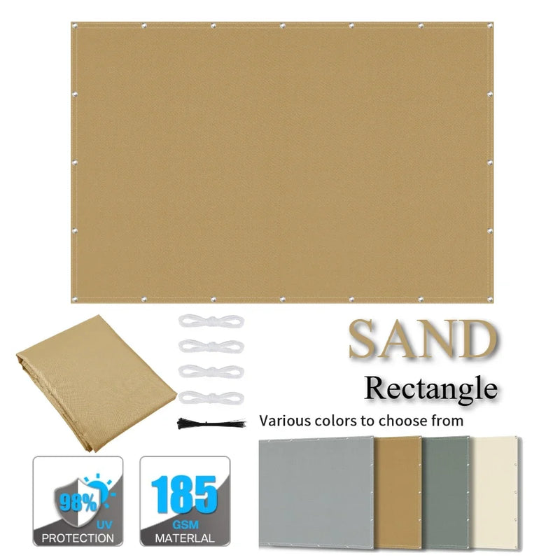 Voile d'ombrage rectangulaire imperméable avec œillets, polyester, 2 x 2 à 4 x 5 m