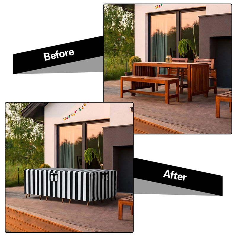 Housse de salon de jardin rectangulaire Oxford 600D, 4 motifs, 183 ou 213 x 112 cm
