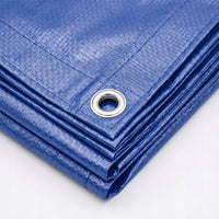 Bâche étanche bleue avec œillets métalliques en polyéthylène 60 g/m², 3 x 4 m