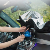 Pare-soleil voiture parapluie pliable pour pare-brise, avec ou sans encoche en V