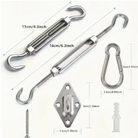 Kit de fixation voile d'ombrage inox 9 ou 13 pièces avec tendeurs et corde