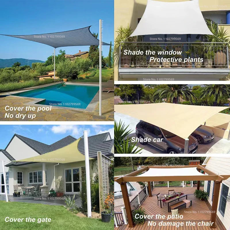 Voile d'ombrage rectangulaire imperméable anti-UV pour terrasse et jardin, 10 tailles, 11 coloris