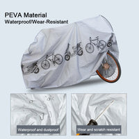 Housse de pluie pour vélo en PEVA avec bande auto-agrippante coupe-vent, anti-UV, grise ou noire