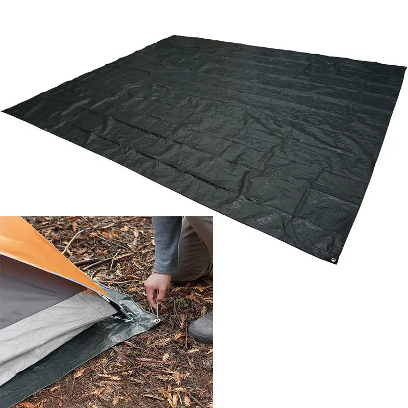 Bâche de sol camping imperméable polyester avec œillets, 180 x 180 cm ou 180 x 280 cm