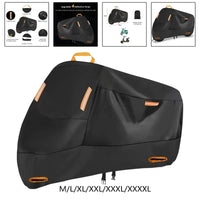 Housse de moto noire imperméable avec sac de rangement et sangle antivent, XL, 2XL ou 4XL