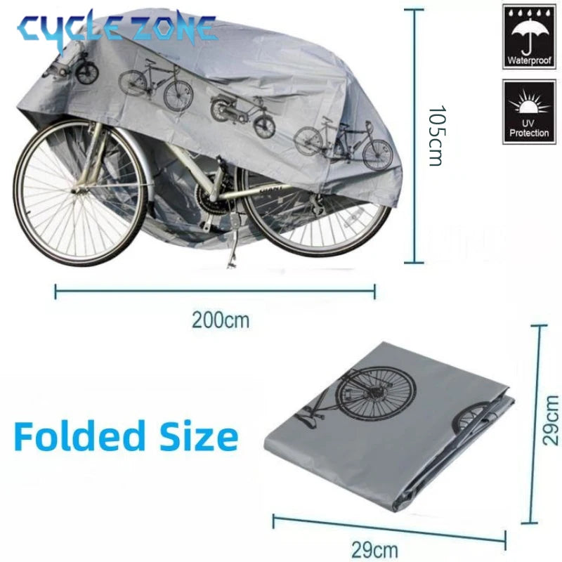 Housse de vélo et moto imperméable en PEVA imprimé vélos, gris ou noir, 200 x 105 cm