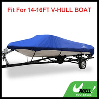 Housse bateau coque en V imperméable polyester Oxford 300D bleue, 530 x 290 cm