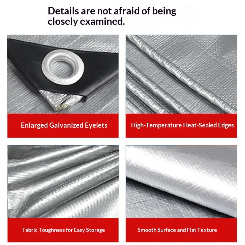Bâche de camion argentée double face imperméable à œillets renforcés, 3 tailles
