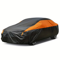 Housse voiture extérieur imperméable 190T noire et orange, berline et SUV
