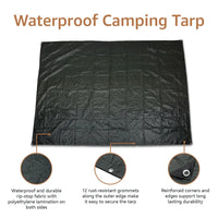 Bâche de sol camping imperméable polyester avec œillets, 180 x 180 cm ou 180 x 280 cm