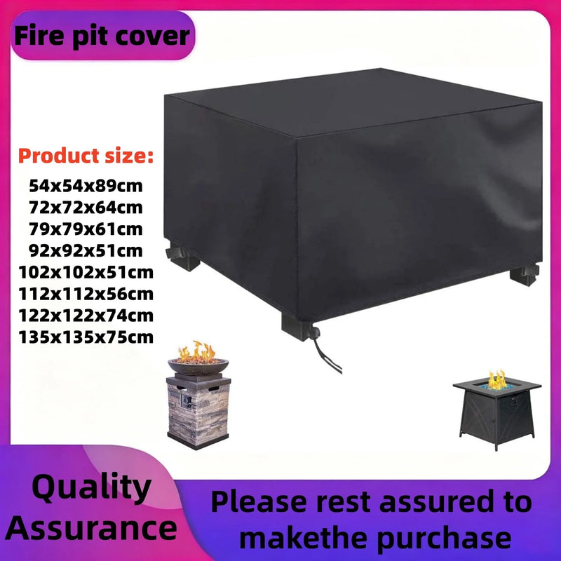 Housse de foyer à gaz carrée toutes saisons en polyester noir, 10 dimensions