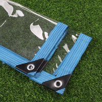 Bâche PVC transparente 0,35 mm à œillets, bordure colorée, 37 tailles
