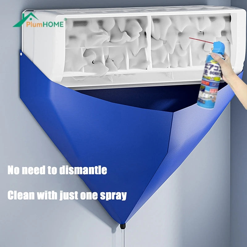 Bâche de nettoyage climatiseur mural en PEVA bleu avec tuyau d'évacuation, 5 modèles