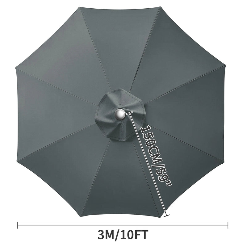 Toile de remplacement parasol 6 ou 8 baleines, imperméable anti-UV, Ø 2 à 3 m