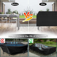 Housse de table de jardin rectangulaire imperméable et anti-UV, Oxford 210D, 36 tailles